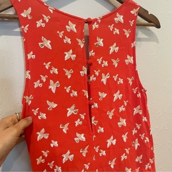 UO Cooperative Coral Bird Print Tunic Dress - Picture 6 of 9